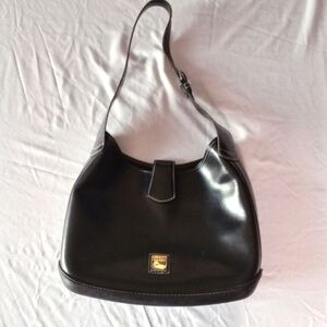 Dooney & Bourke Flat Black Parasole Leather Hobo Shoulder Bag Handbag Purse
